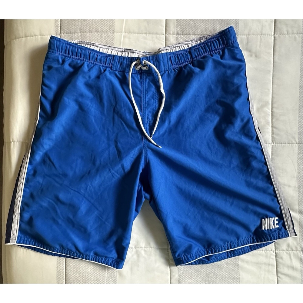 Nike Swim Trunks Mens Large Blue Bathing Suit Mesh Lined Y2K VTG